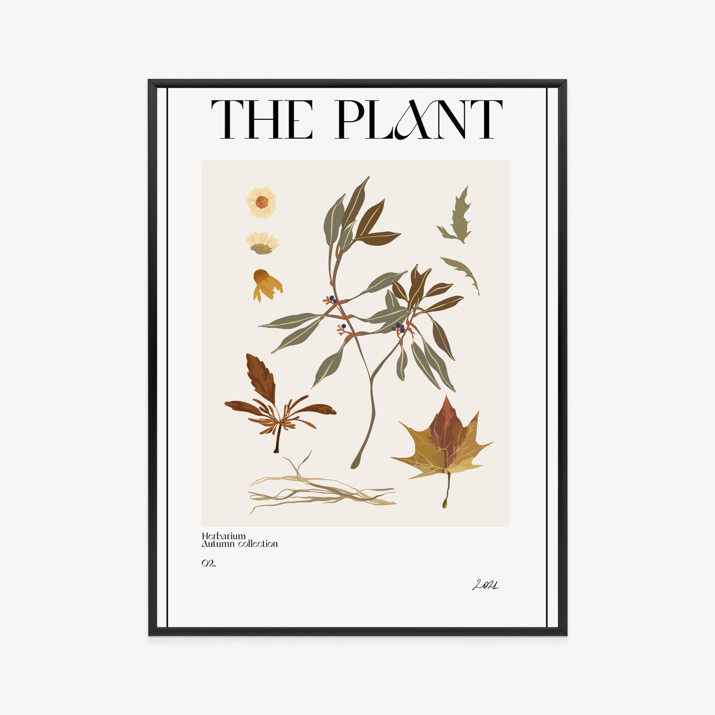 Poster Atlas Der Herbstblätter Rahmen Holz Mit Passepartout Farbe Natürlich