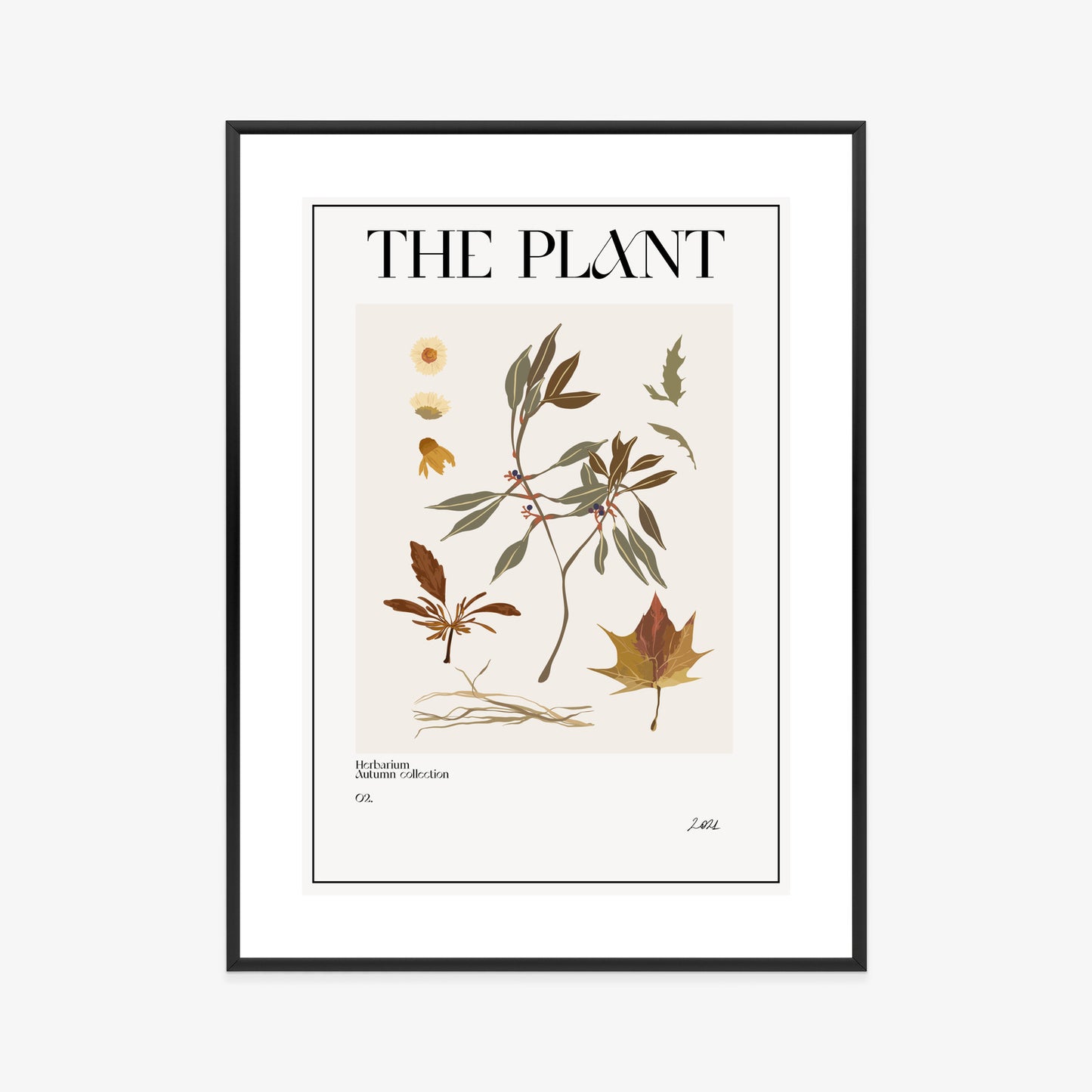 Poster Atlas Der Herbstblätter Rahmen Holz Mit Passepartout Farbe Natürlich