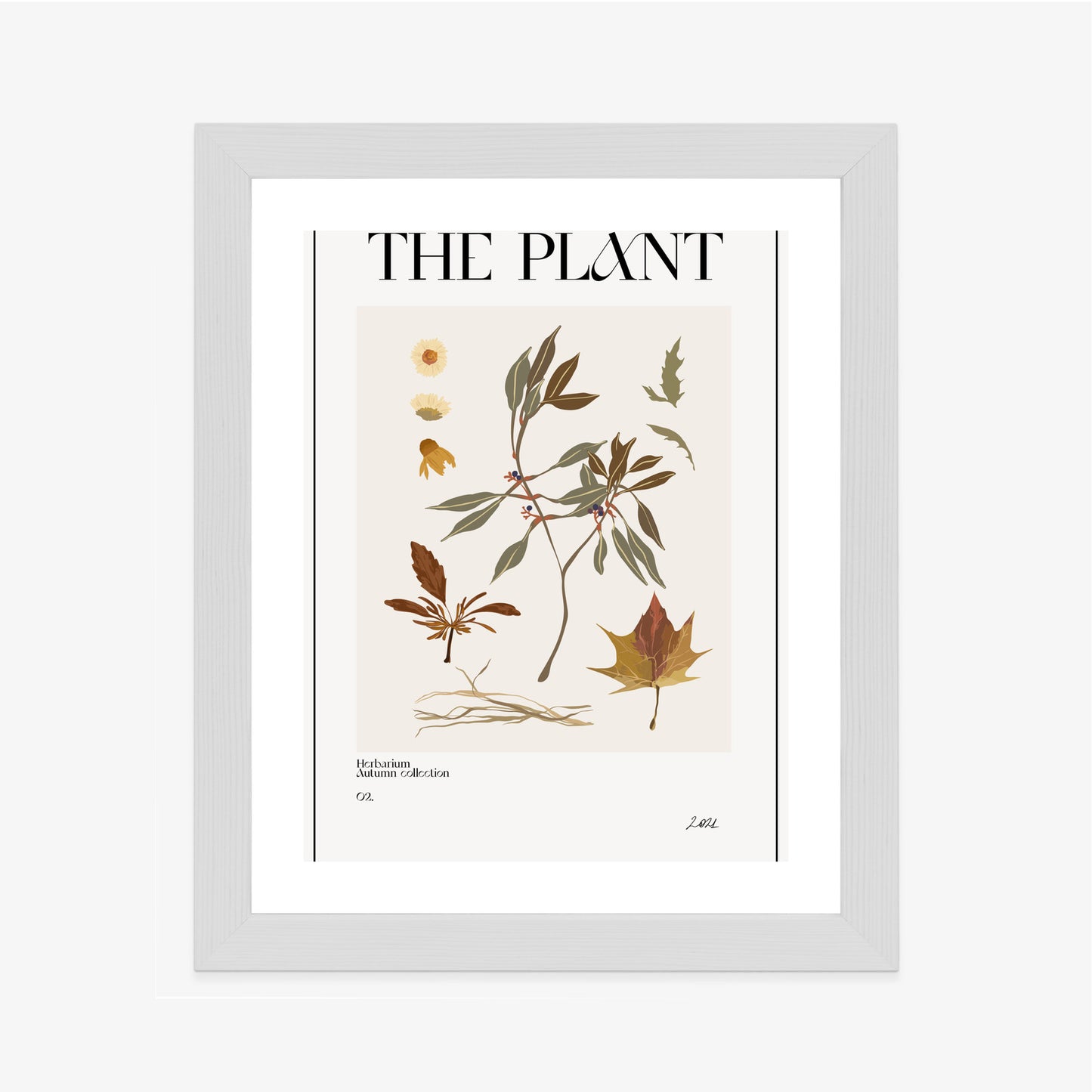 Poster Atlas Der Herbstblätter Rahmen Holz Mit Passepartout Farbe Natürlich