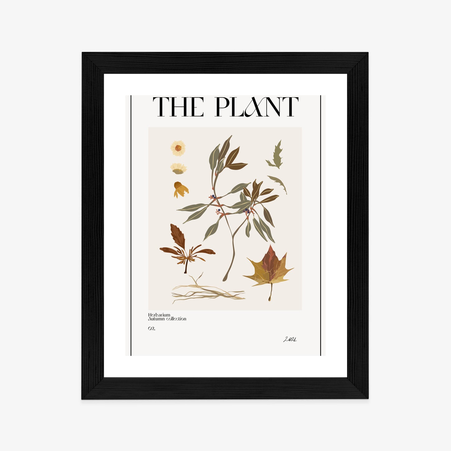 Poster Atlas Der Herbstblätter Rahmen Holz Mit Passepartout Farbe Natürlich