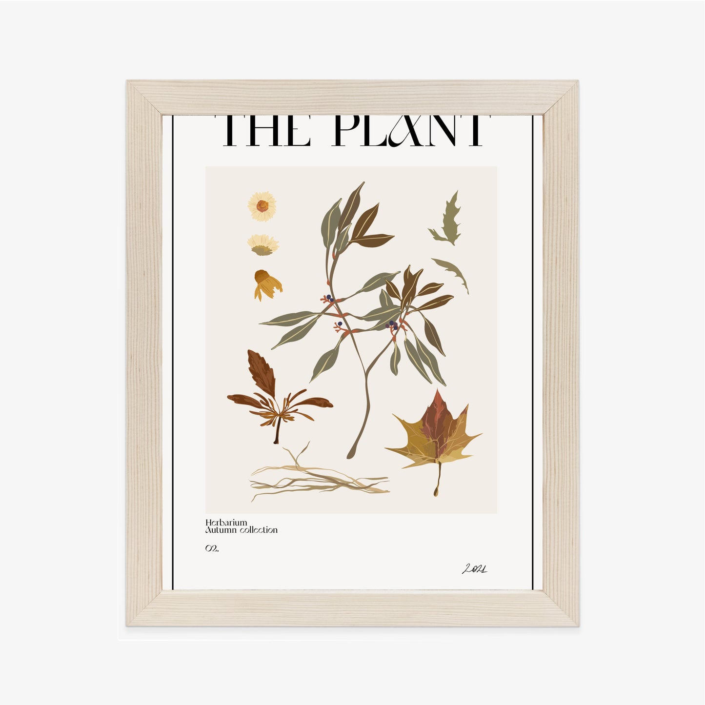 Poster Atlas Der Herbstblätter Rahmen Holz Mit Passepartout Farbe Natürlich