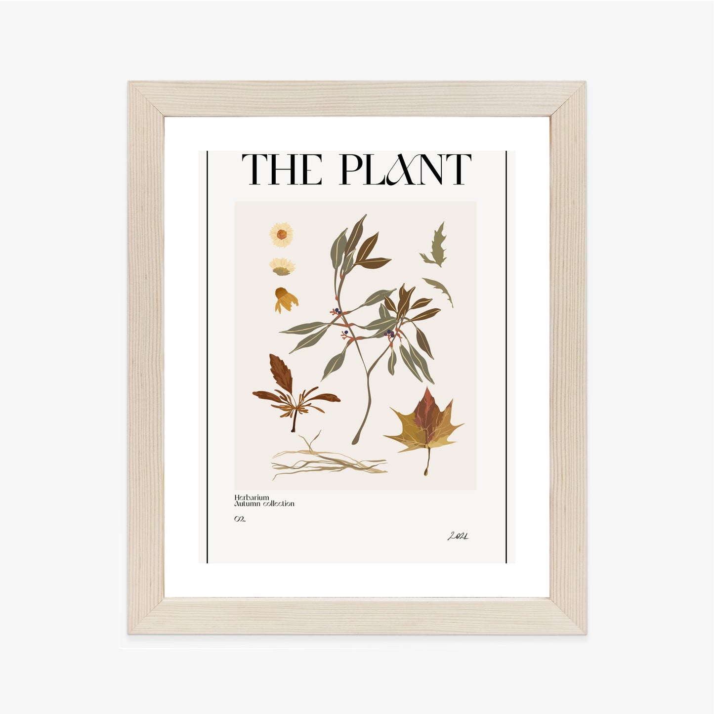 Poster Atlas Der Herbstblätter Rahmen Holz Mit Passepartout Farbe Natürlich