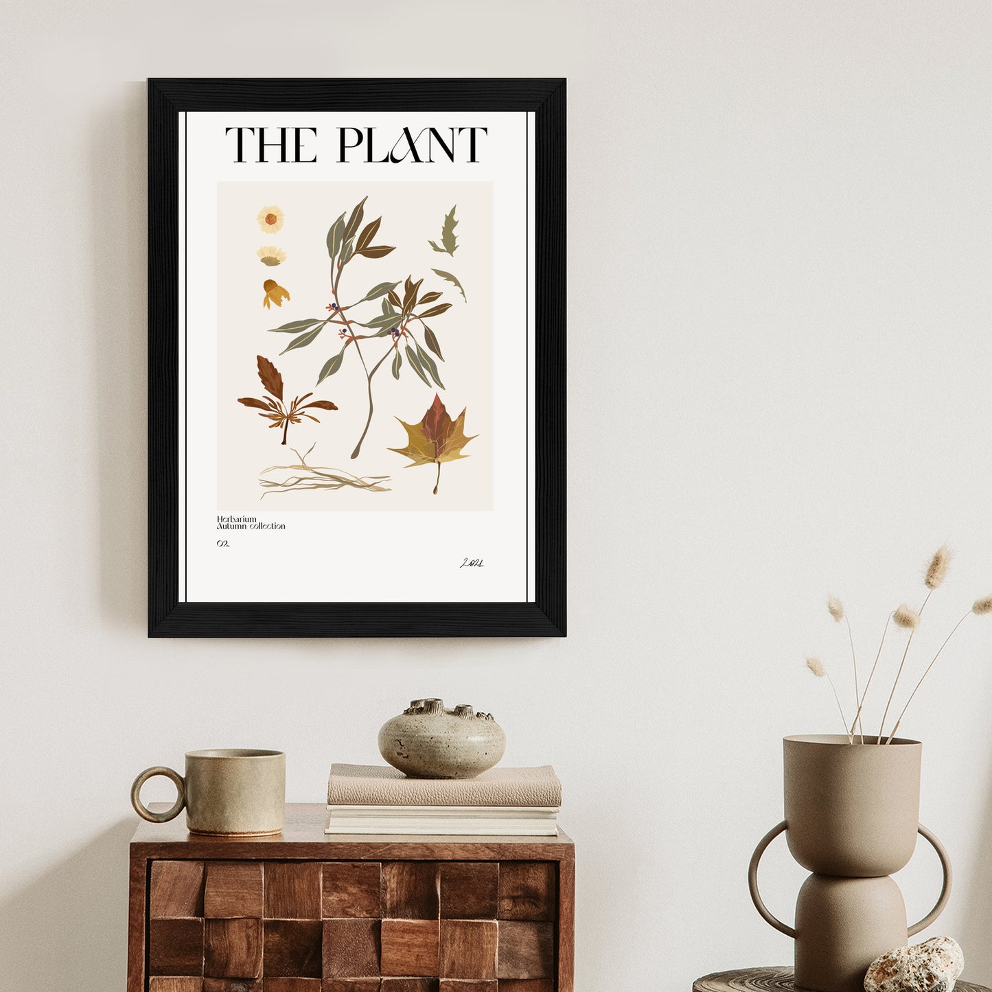 Poster Atlas Der Herbstblätter Rahmen Holz Mit Passepartout Farbe Natürlich