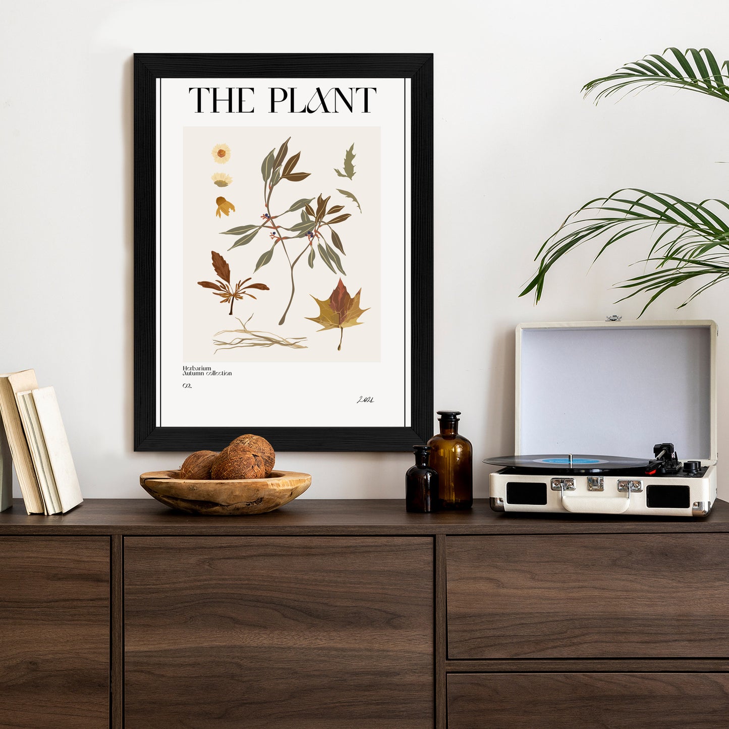 Poster Atlas Der Herbstblätter Rahmen Holz Mit Passepartout Farbe Natürlich