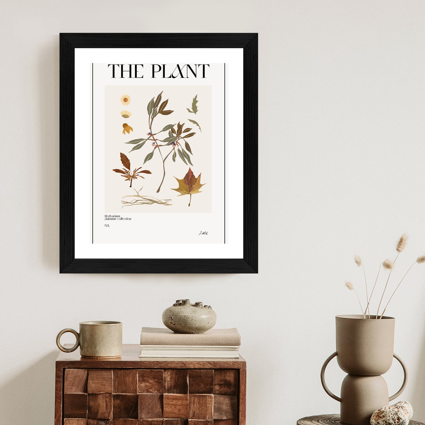 Poster Atlas Der Herbstblätter Rahmen Holz Mit Passepartout Farbe Natürlich