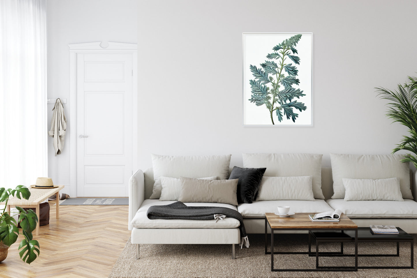 Poster Salbeiblatt Rahmen Holz Mit Passepartout Farbe Natürlich