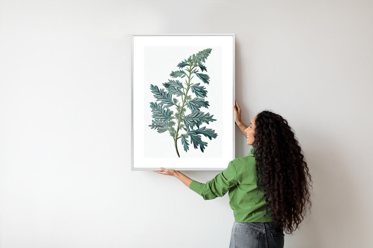 Poster Salbeiblatt Rahmen Holz Mit Passepartout Farbe Natürlich