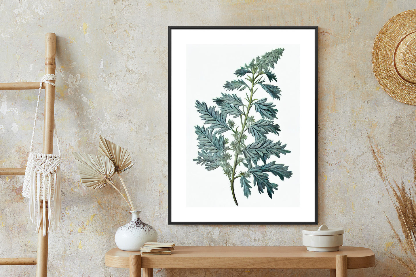 Poster Salbeiblatt Rahmen Holz Mit Passepartout Farbe Natürlich