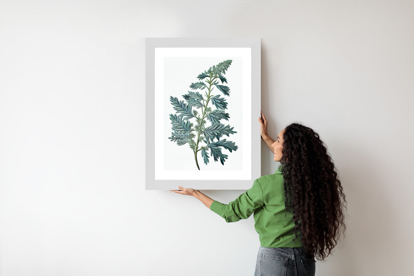Poster Salbeiblatt Rahmen Holz Mit Passepartout Farbe Natürlich