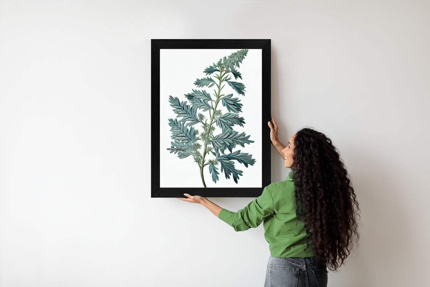 Poster Salbeiblatt Rahmen Holz Mit Passepartout Farbe Natürlich