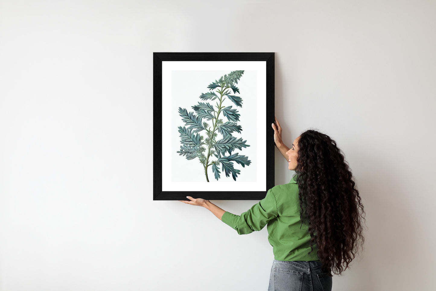 Poster Salbeiblatt Rahmen Holz Mit Passepartout Farbe Natürlich