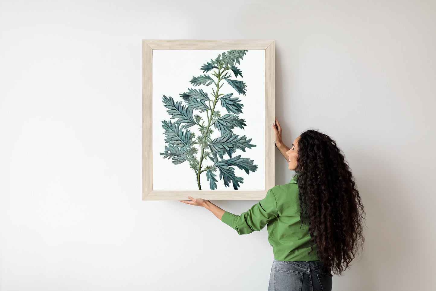Poster Salbeiblatt Rahmen Holz Mit Passepartout Farbe Natürlich
