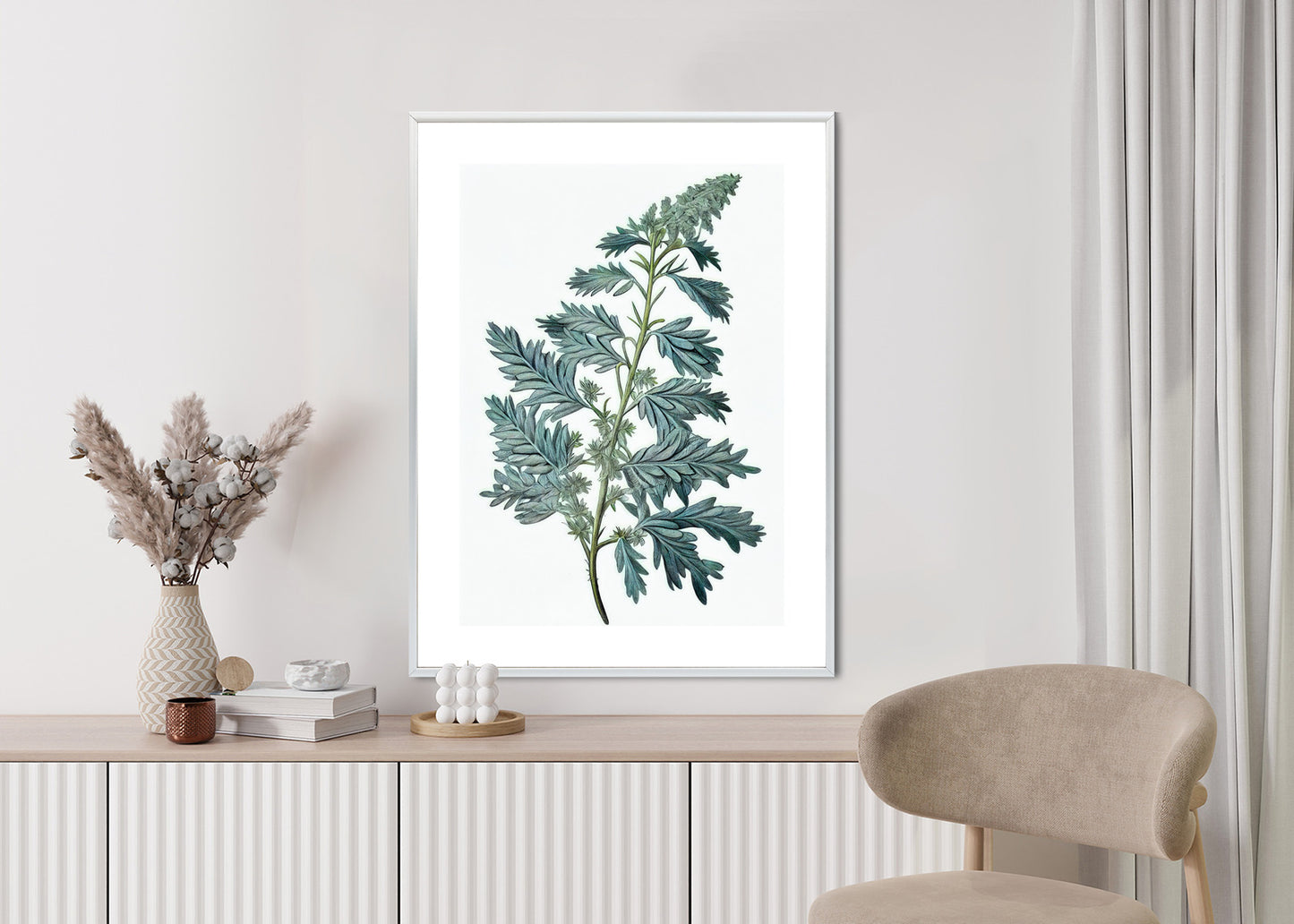 Poster Salbeiblatt Rahmen Holz Mit Passepartout Farbe Natürlich