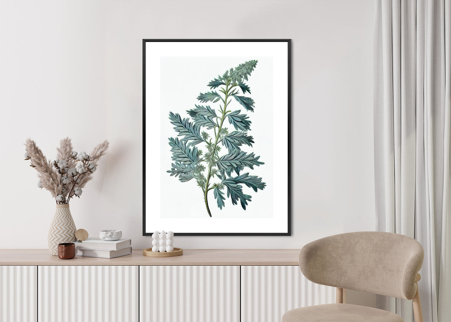 Poster Salbeiblatt Rahmen Holz Mit Passepartout Farbe Natürlich