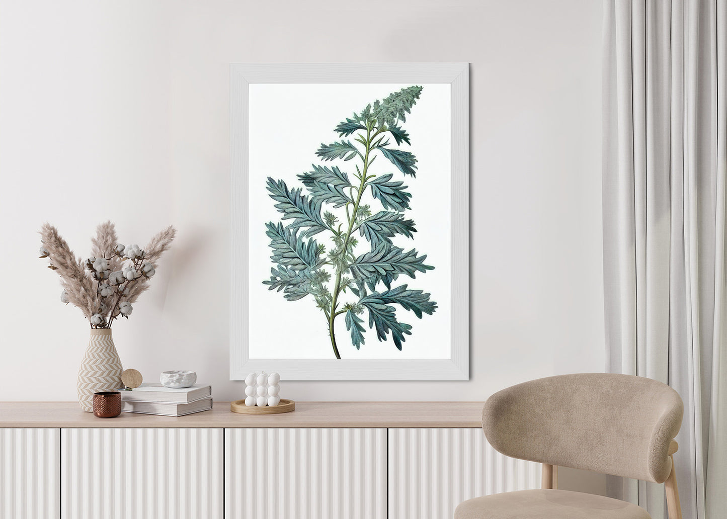 Poster Salbeiblatt Rahmen Holz Mit Passepartout Farbe Natürlich