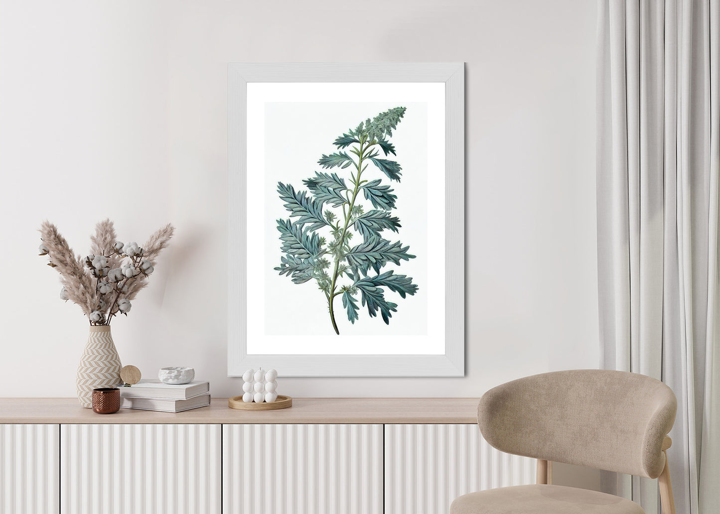 Poster Salbeiblatt Rahmen Holz Mit Passepartout Farbe Natürlich