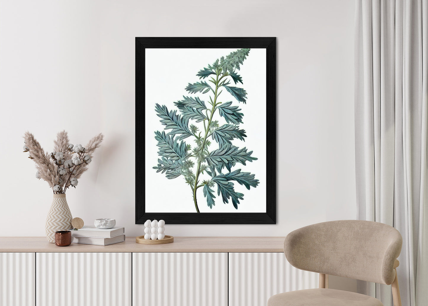 Poster Salbeiblatt Rahmen Holz Mit Passepartout Farbe Natürlich