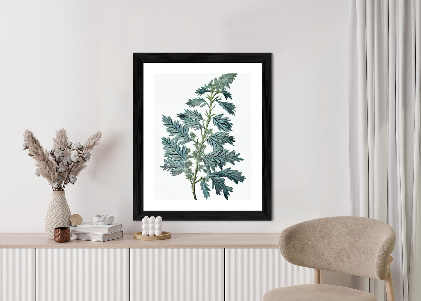 Poster Salbeiblatt Rahmen Holz Mit Passepartout Farbe Natürlich