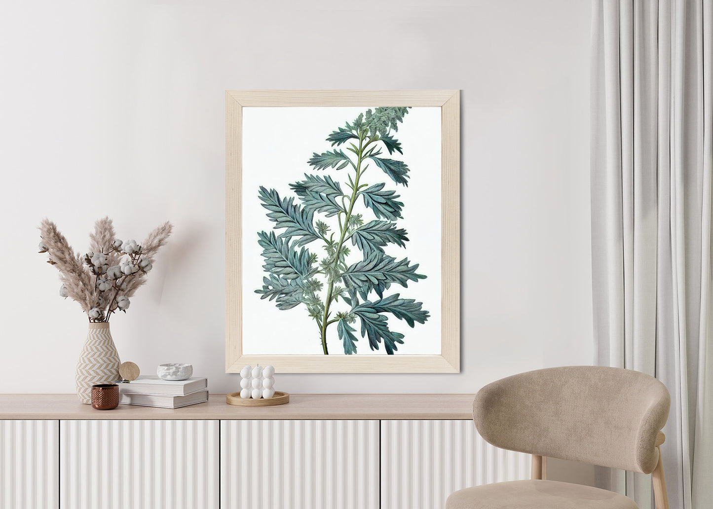 Poster Salbeiblatt Rahmen Holz Mit Passepartout Farbe Natürlich