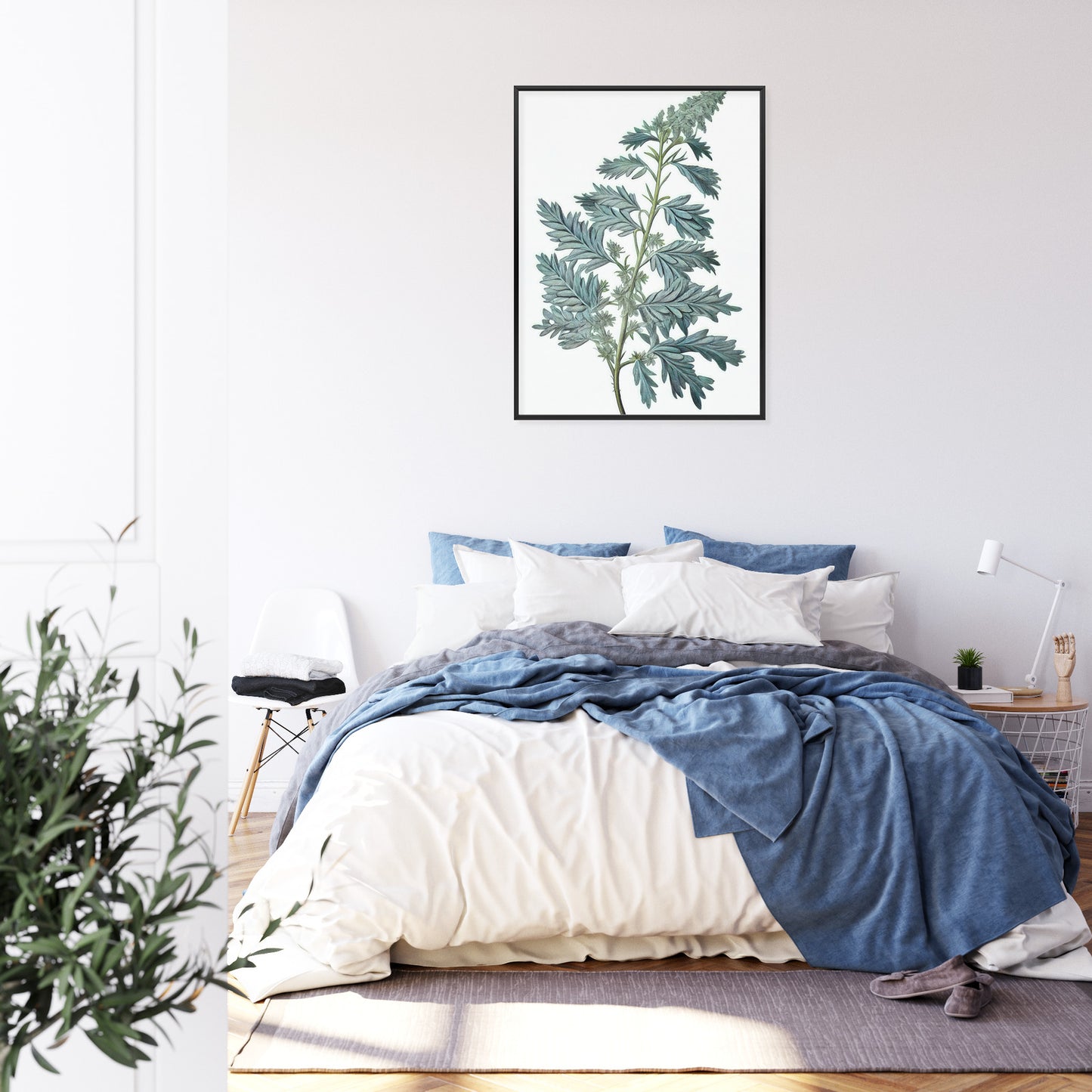 Poster Salbeiblatt Rahmen Holz Mit Passepartout Farbe Natürlich