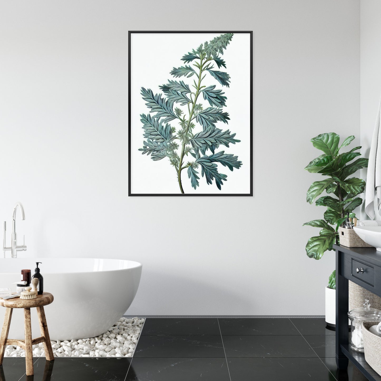 Poster Salbeiblatt Rahmen Holz Mit Passepartout Farbe Natürlich