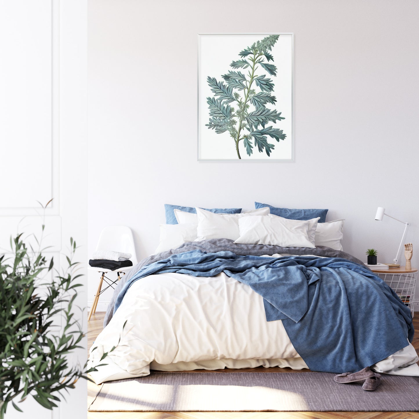 Poster Salbeiblatt Rahmen Holz Mit Passepartout Farbe Natürlich