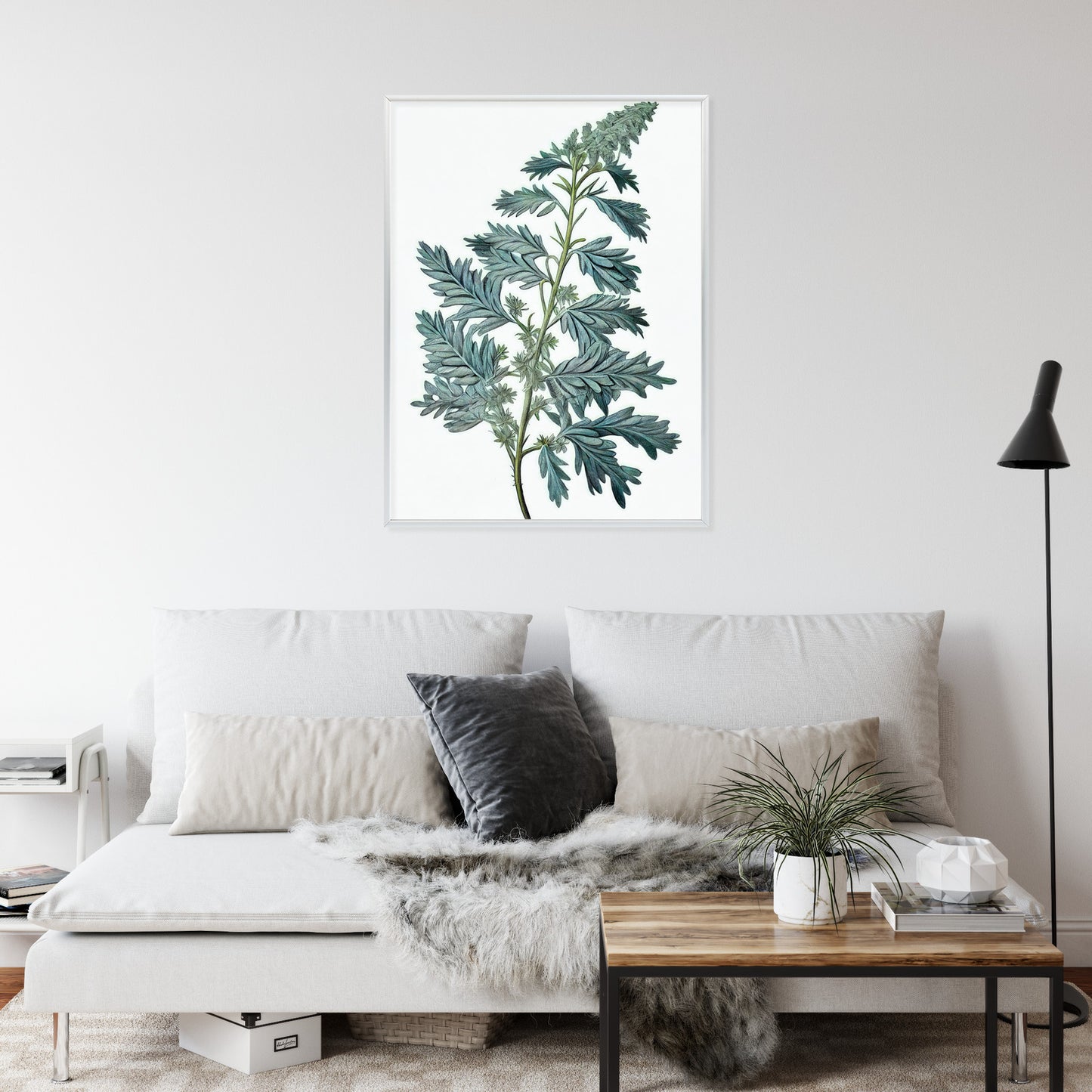 Poster Salbeiblatt Rahmen Holz Mit Passepartout Farbe Natürlich