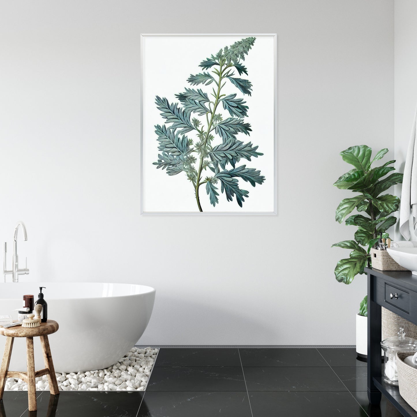 Poster Salbeiblatt Rahmen Holz Mit Passepartout Farbe Natürlich