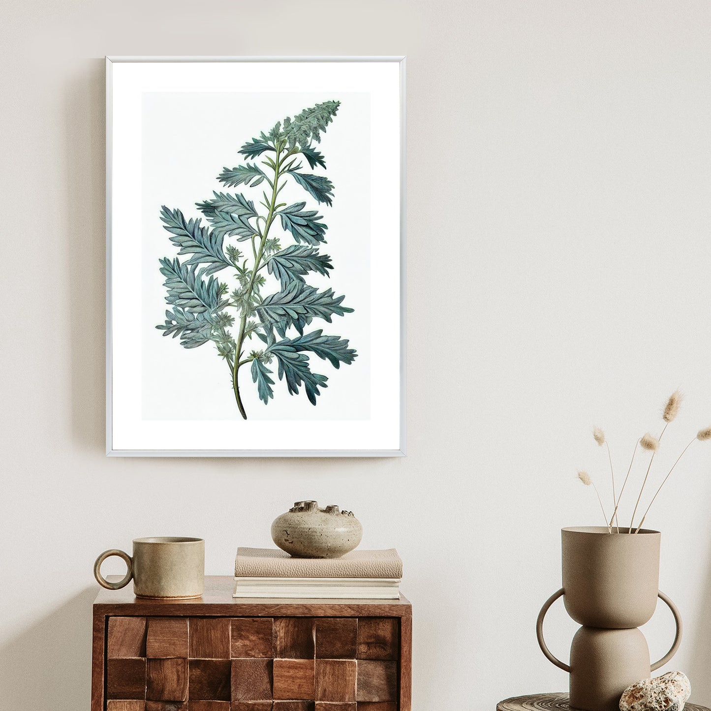 Poster Salbeiblatt Rahmen Holz Mit Passepartout Farbe Natürlich