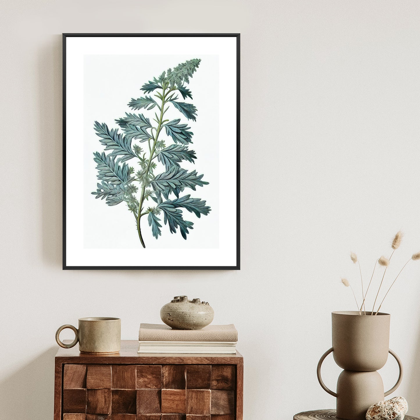 Poster Salbeiblatt Rahmen Holz Mit Passepartout Farbe Natürlich