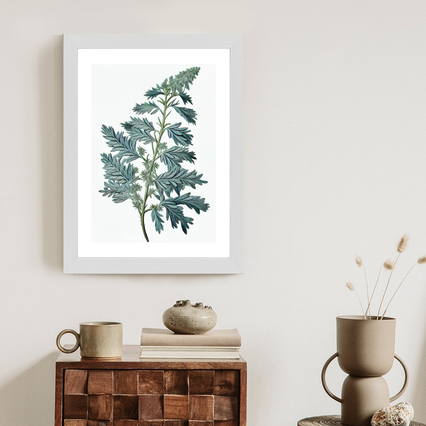 Poster Salbeiblatt Rahmen Holz Mit Passepartout Farbe Natürlich