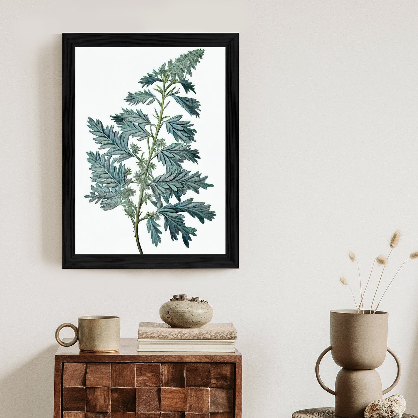 Poster Salbeiblatt Rahmen Holz Mit Passepartout Farbe Natürlich