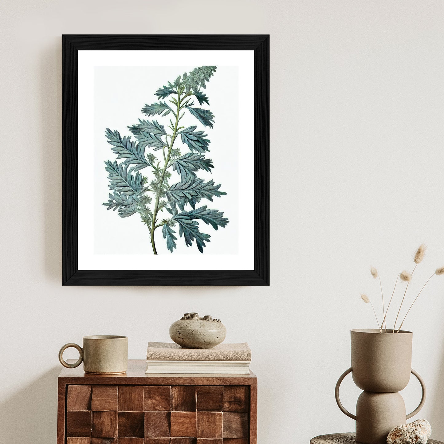 Poster Salbeiblatt Rahmen Holz Mit Passepartout Farbe Natürlich