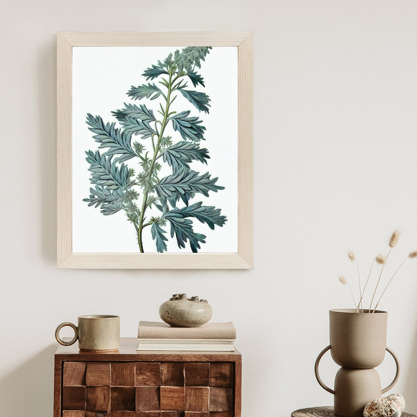 Poster Salbeiblatt Rahmen Holz Mit Passepartout Farbe Natürlich