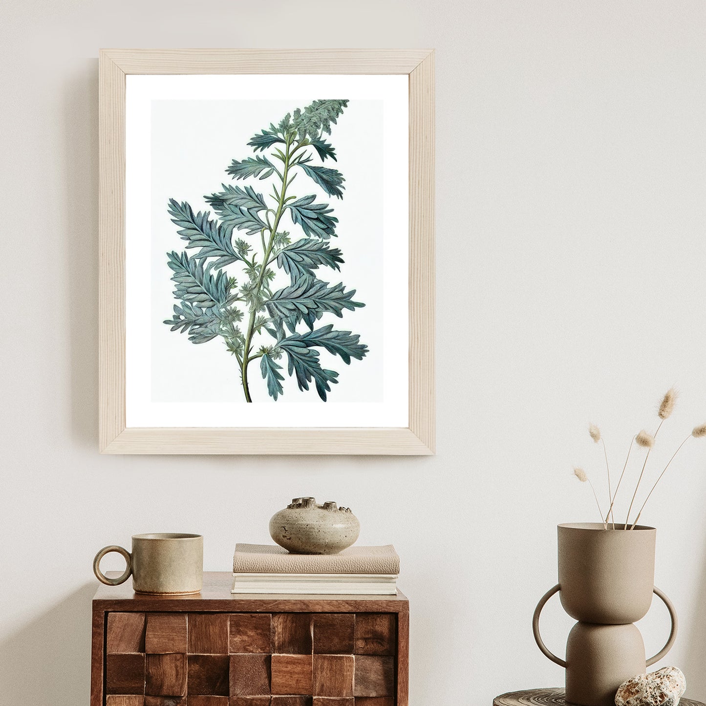 Poster Salbeiblatt Rahmen Holz Mit Passepartout Farbe Natürlich