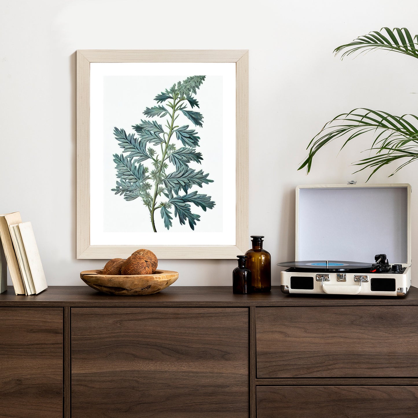 Poster Salbeiblatt Rahmen Holz Mit Passepartout Farbe Natürlich