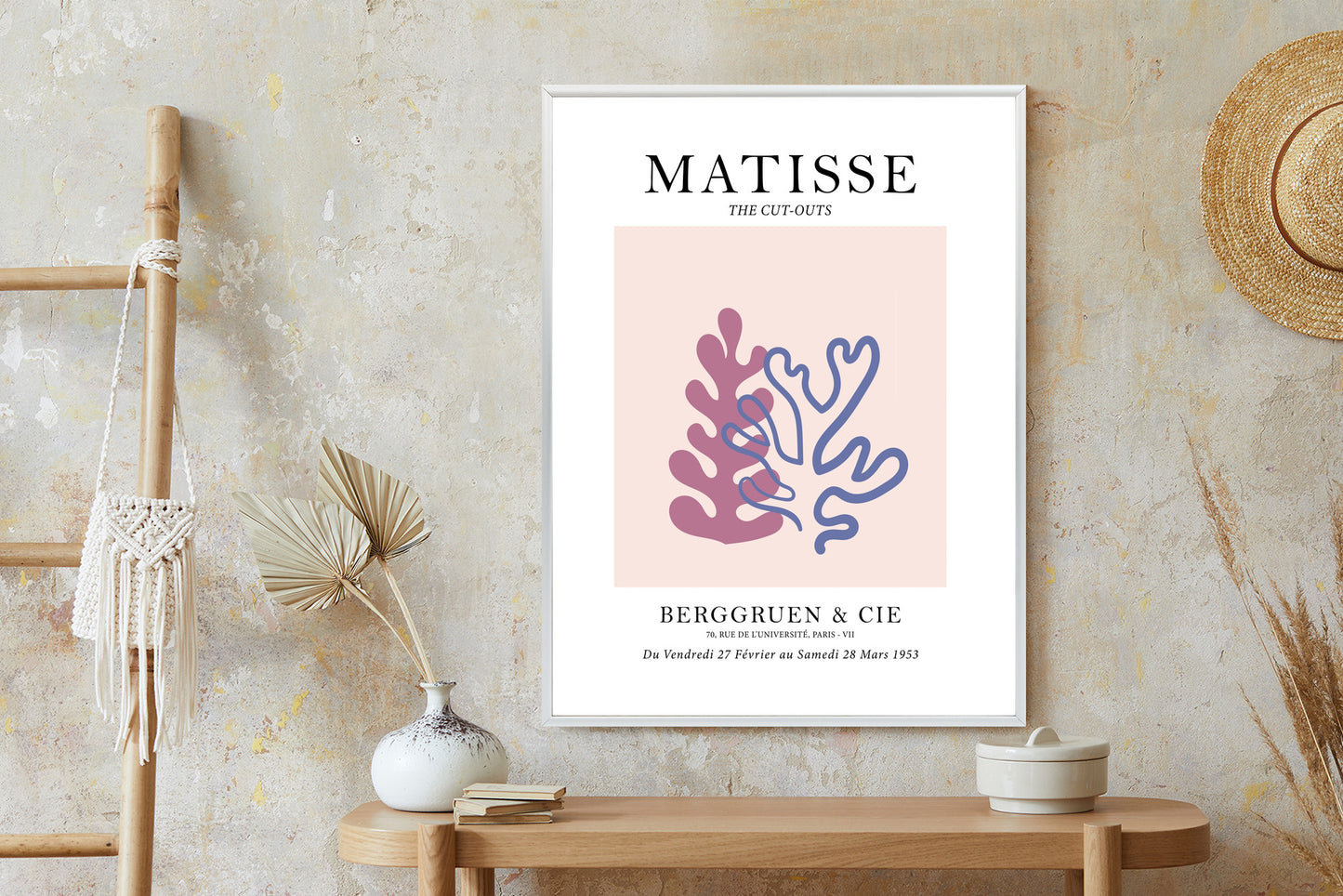 Poster Matisse-Korallen Rahmen Holz Mit Passepartout Farbe Natürlich