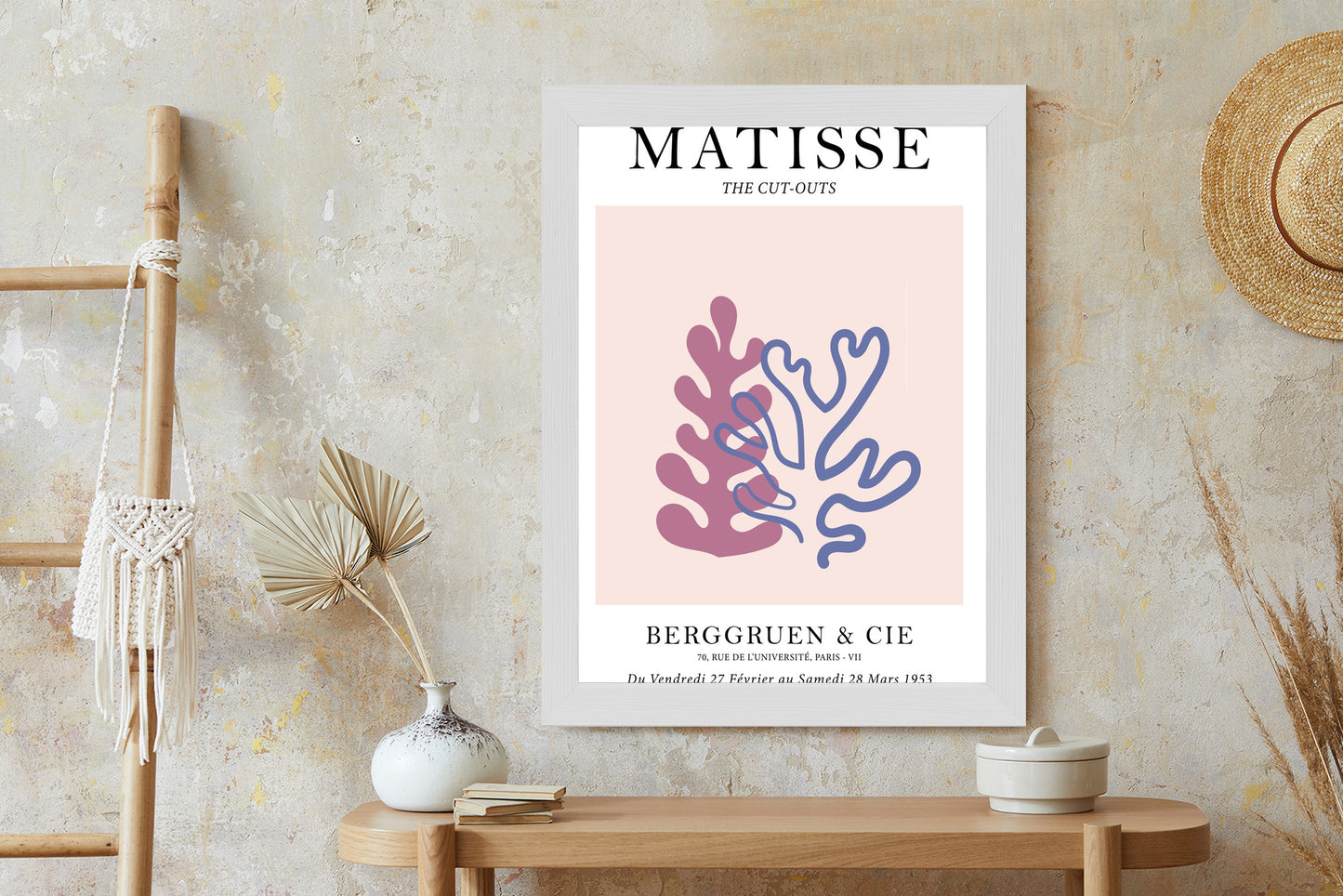 Poster Matisse-Korallen Rahmen Holz Mit Passepartout Farbe Natürlich