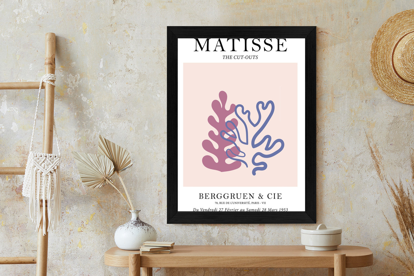 Poster Matisse-Korallen Rahmen Holz Mit Passepartout Farbe Natürlich