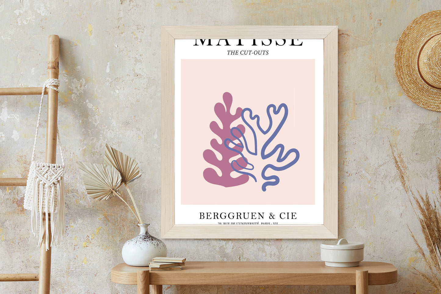 Poster Matisse-Korallen Rahmen Holz Mit Passepartout Farbe Natürlich