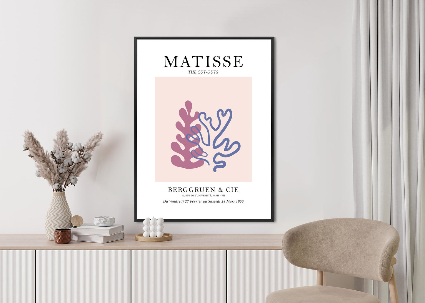 Poster Matisse-Korallen Rahmen Holz Mit Passepartout Farbe Natürlich