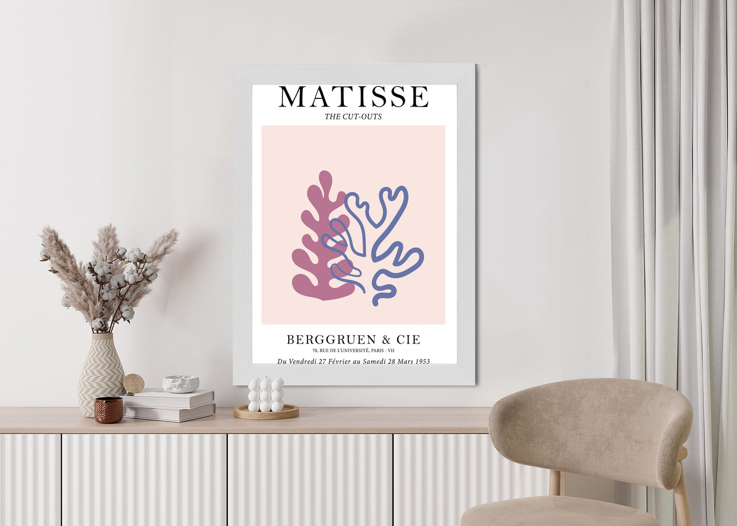 Poster Matisse-Korallen Rahmen Holz Mit Passepartout Farbe Natürlich