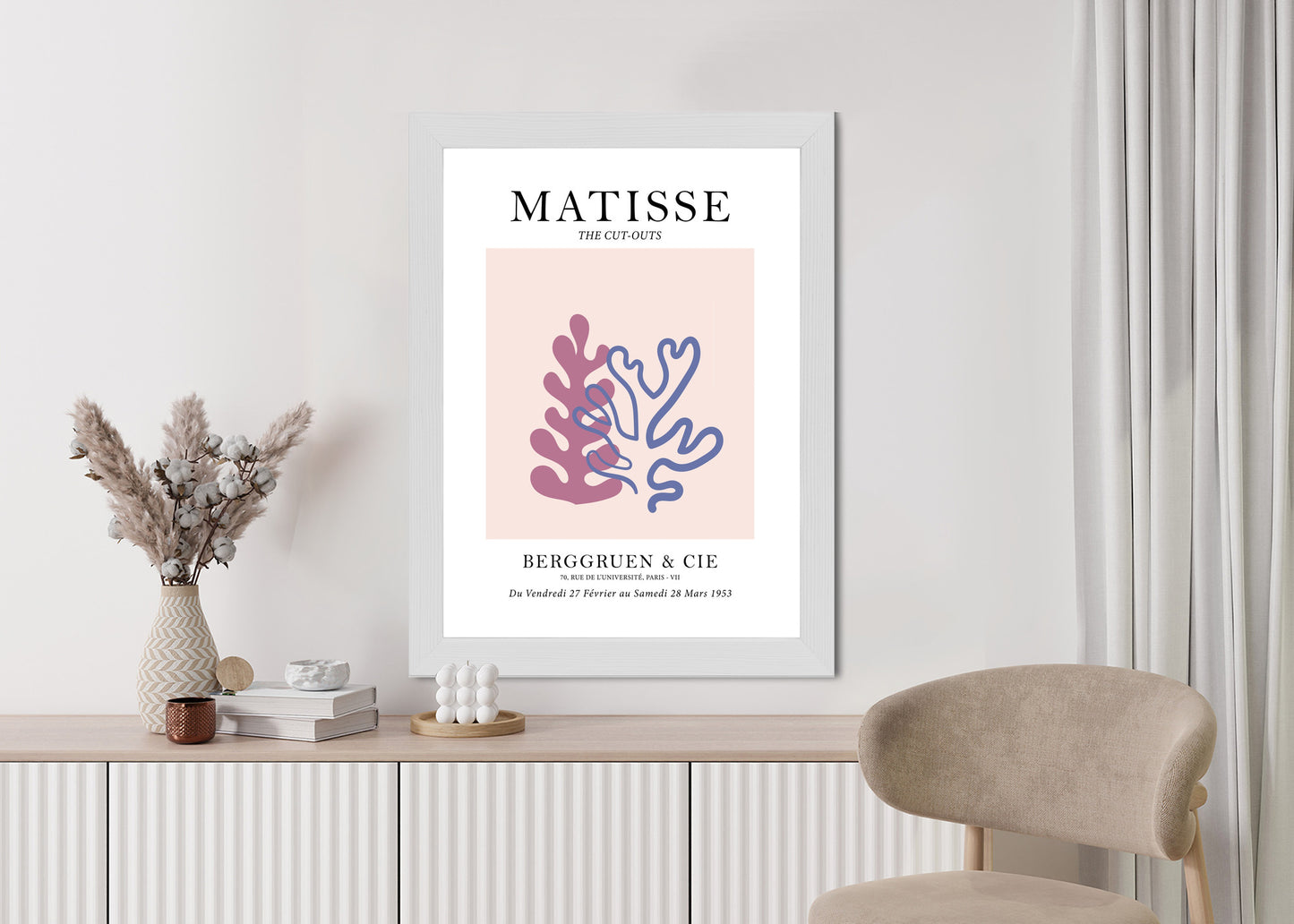 Poster Matisse-Korallen Rahmen Holz Mit Passepartout Farbe Natürlich