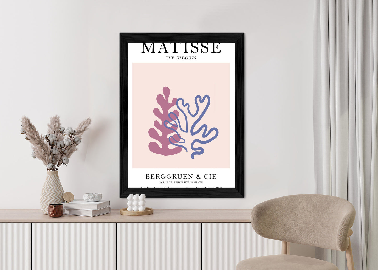 Poster Matisse-Korallen Rahmen Holz Mit Passepartout Farbe Natürlich