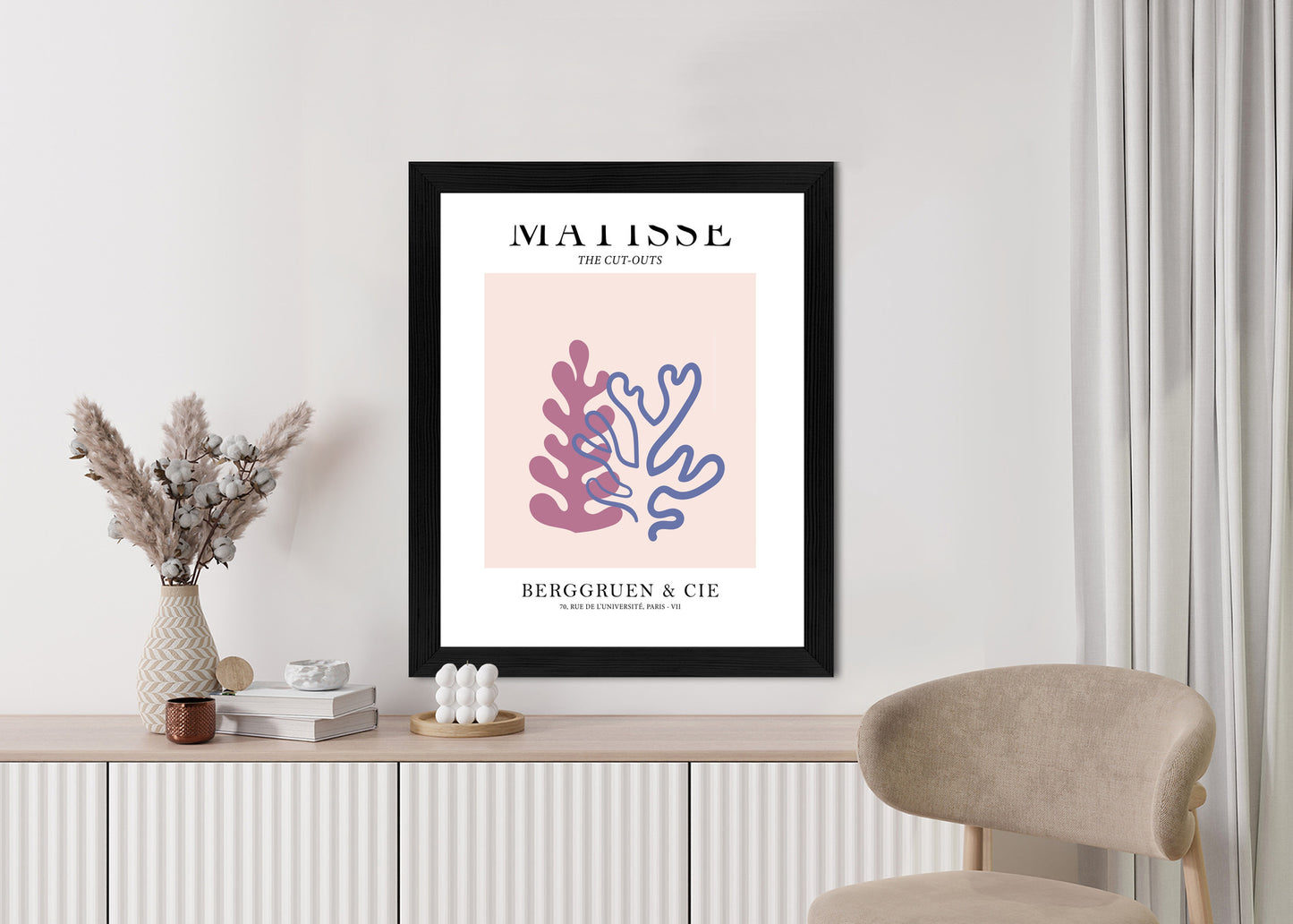 Poster Matisse-Korallen Rahmen Holz Mit Passepartout Farbe Natürlich
