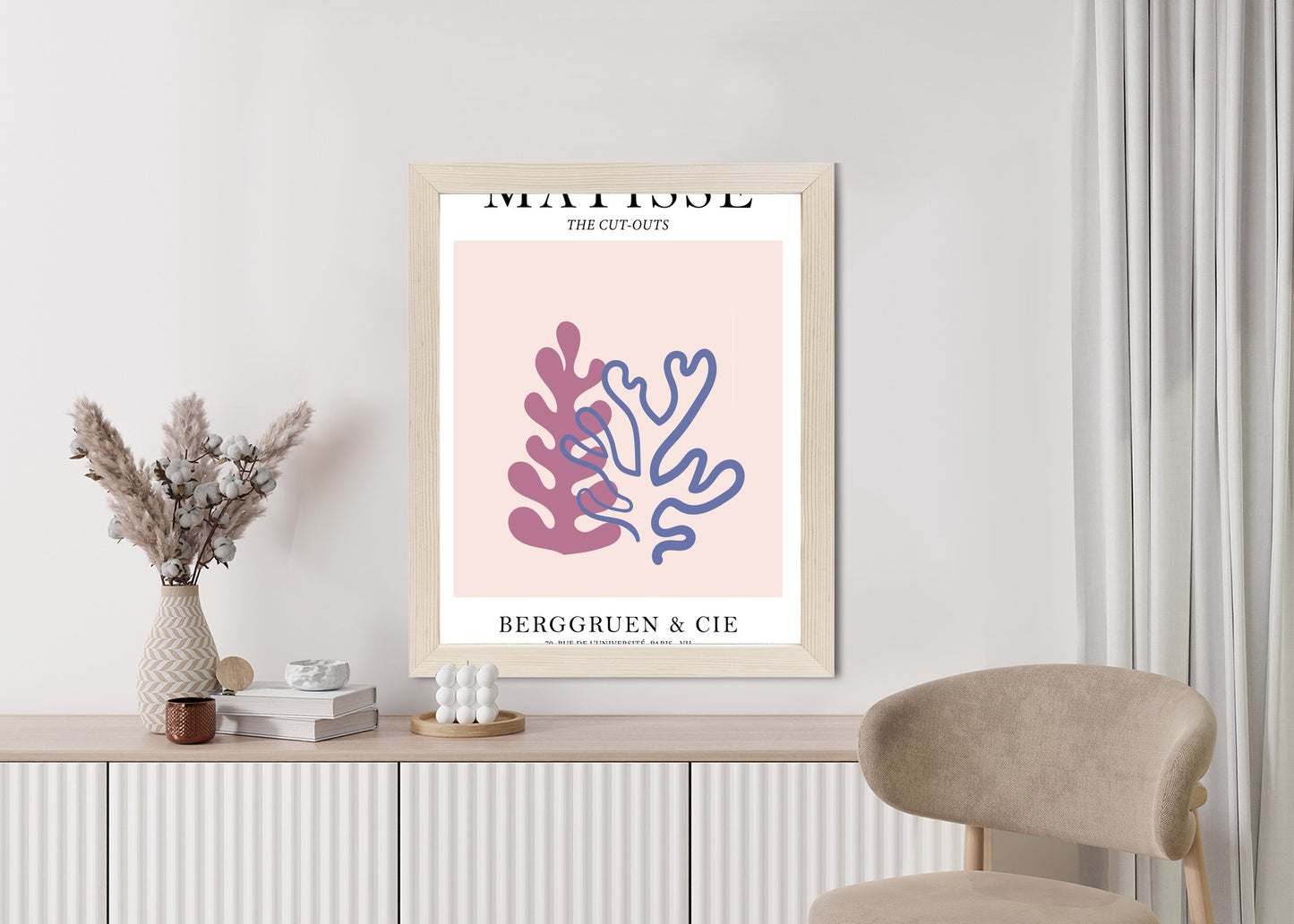 Poster Matisse-Korallen Rahmen Holz Mit Passepartout Farbe Natürlich
