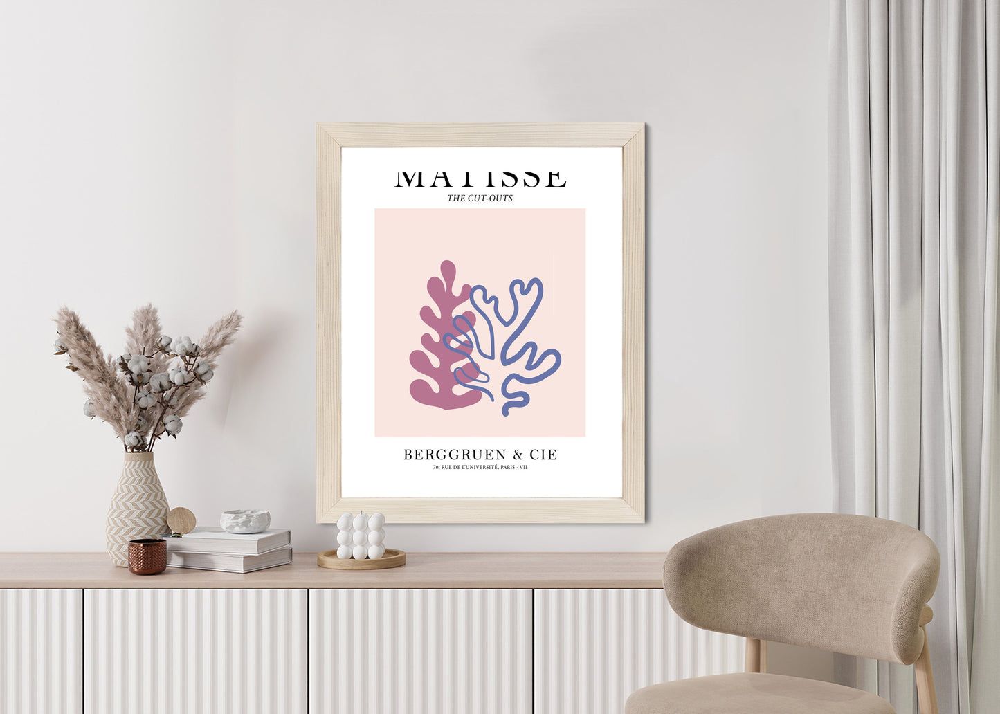 Poster Matisse-Korallen Rahmen Holz Mit Passepartout Farbe Natürlich