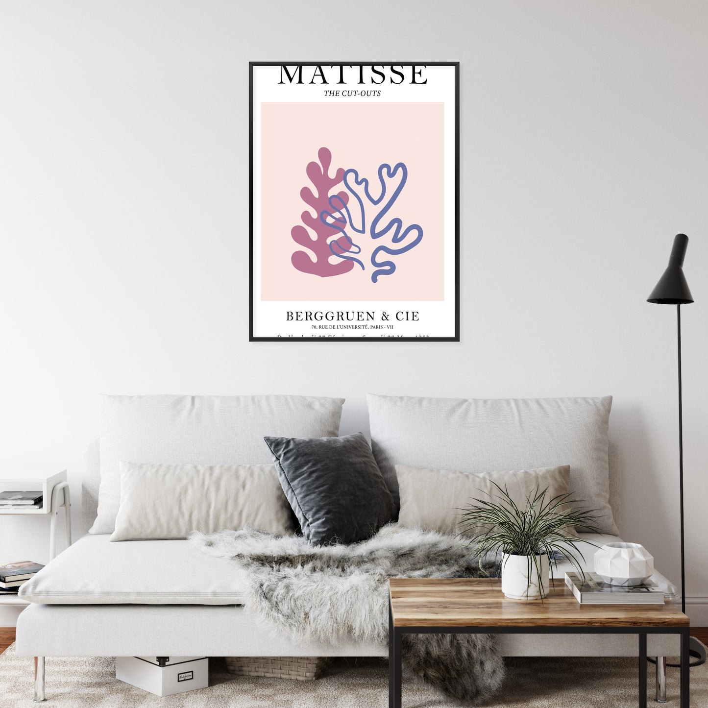 Poster Matisse-Korallen Rahmen Holz Mit Passepartout Farbe Natürlich