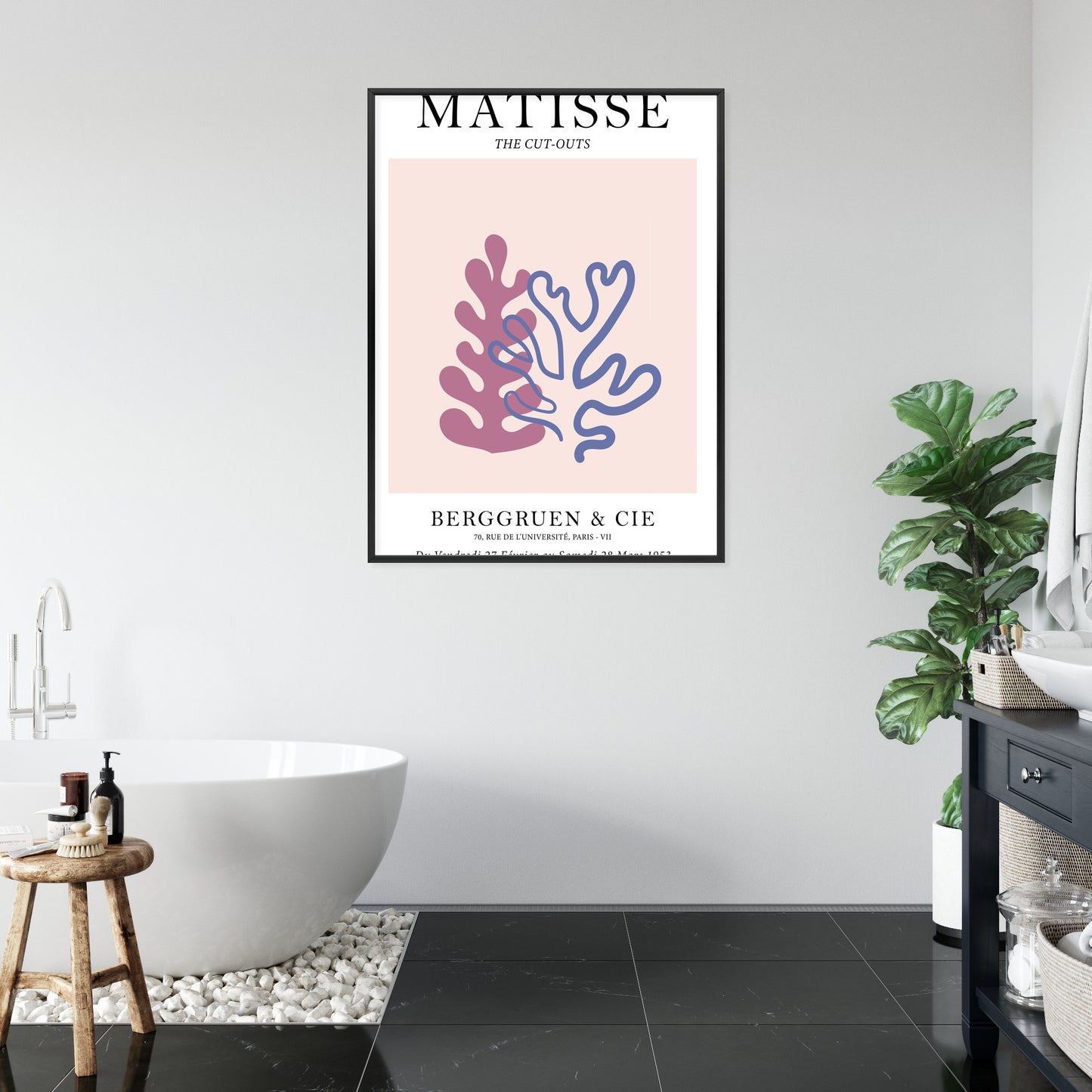 Poster Matisse-Korallen Rahmen Holz Mit Passepartout Farbe Natürlich