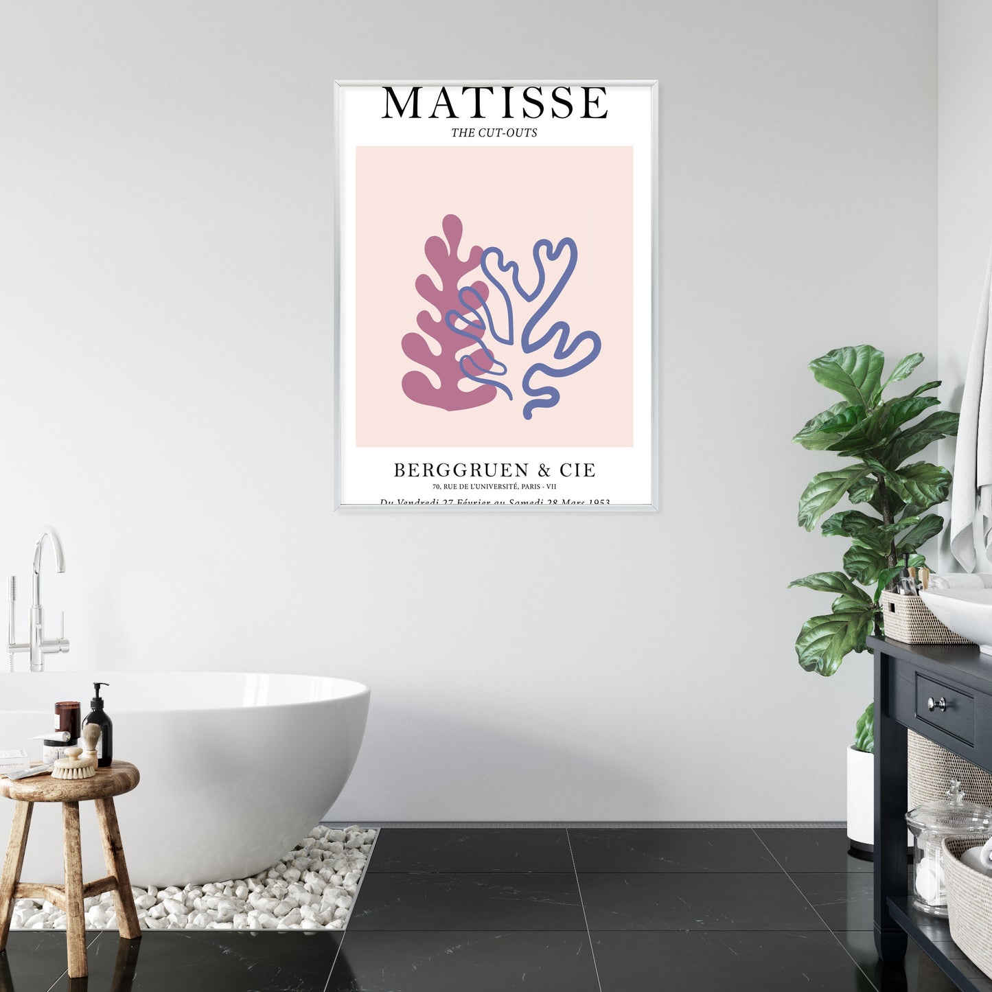 Poster Matisse-Korallen Rahmen Holz Mit Passepartout Farbe Natürlich